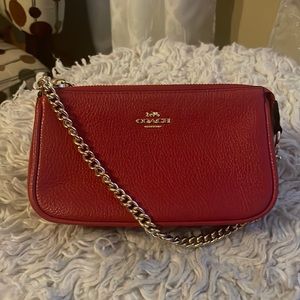 Coach Red Mini Bag with Gold Chain